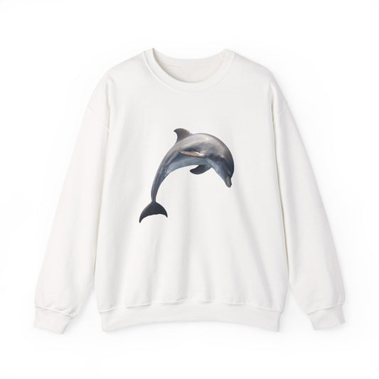 Dolphin Print Unisex Crewneck Sweatshirt, Casual Wear, Gift for Sea Lovers, Cozy Sweater, Nature Inspired Apparel, Eco-Friendly Fashion